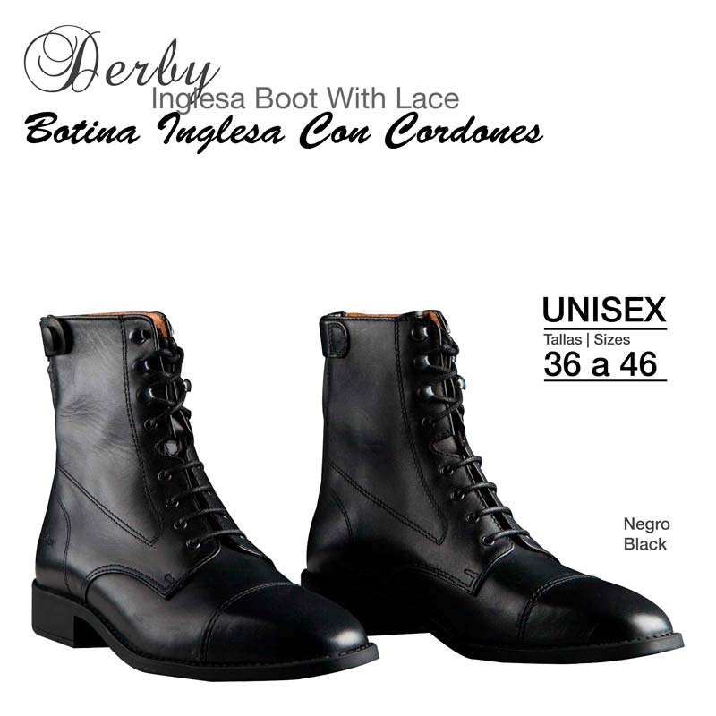 BOTINA INGLESA DERBY CORDONES NEGRO