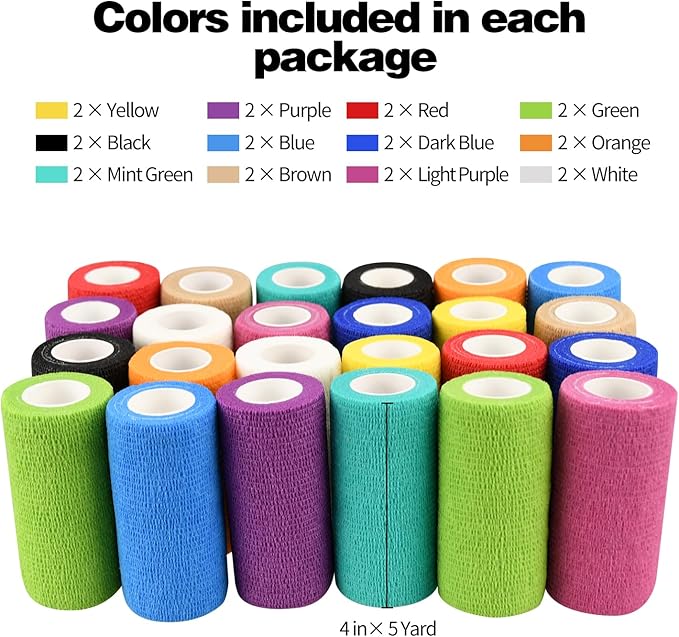 vendajes autoadhesivos, 4 pulgadas, 5 yardas , juego de 4 vendas