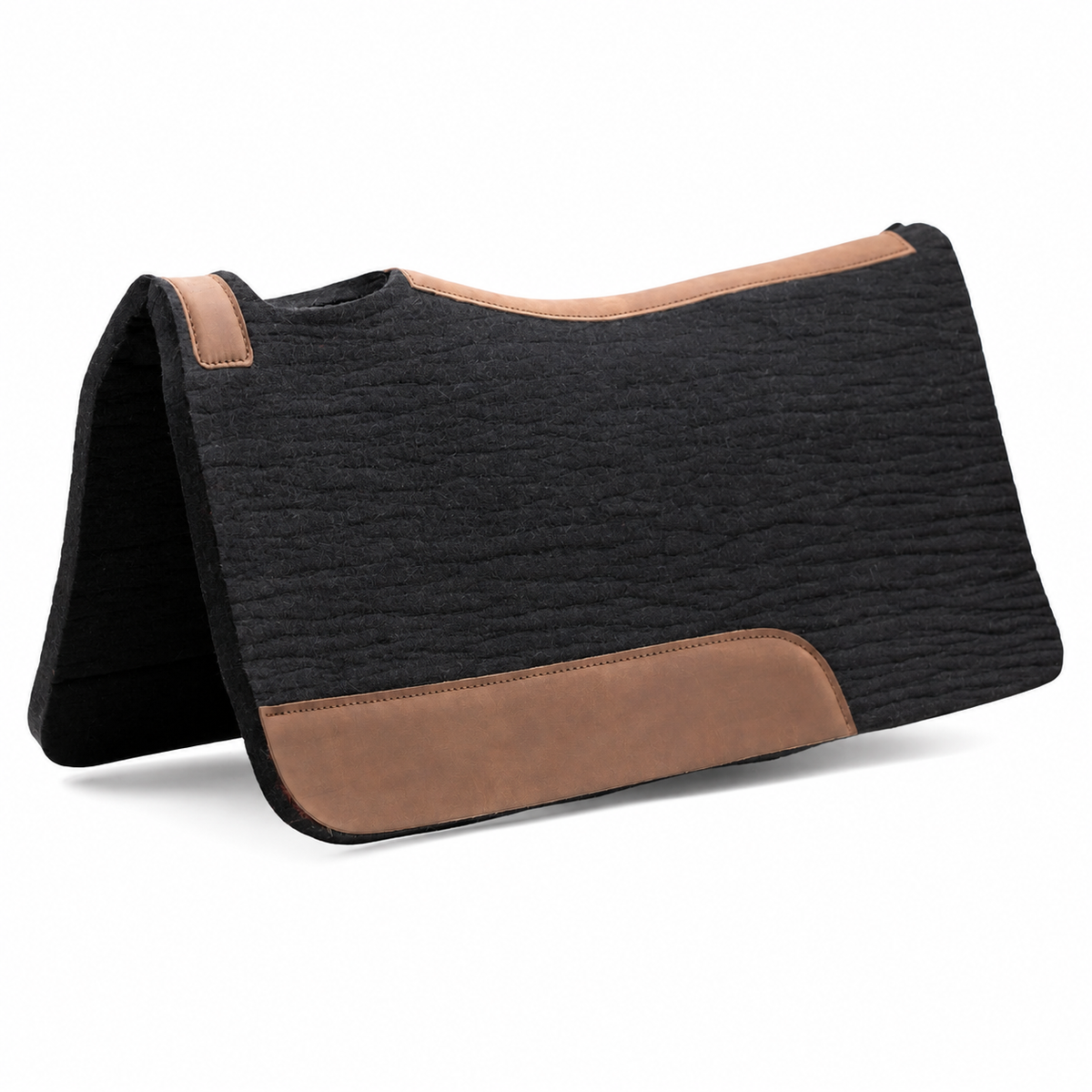 Mantillón Western de Fieltro Negro con Detalles en Cuero