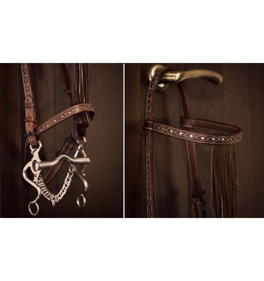 Cabezada vaquera repujada con riendas