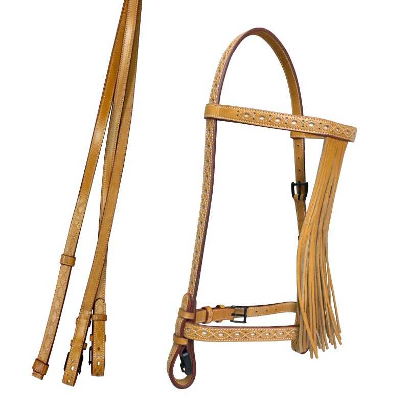 CABEZADA VAQUERA REPUJADA ECONÓMICA CON RIENDAS