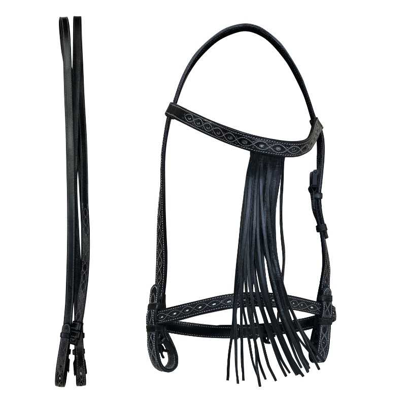 CABEZADA VAQUERA REPUJADA ECONÓMICA CON RIENDAS