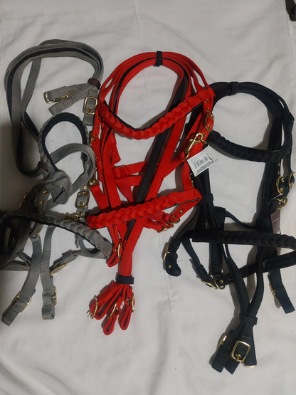 CABEZADA RAID HH NYLON TRENZADO RIENDAS GOMA CARA INTERIOR