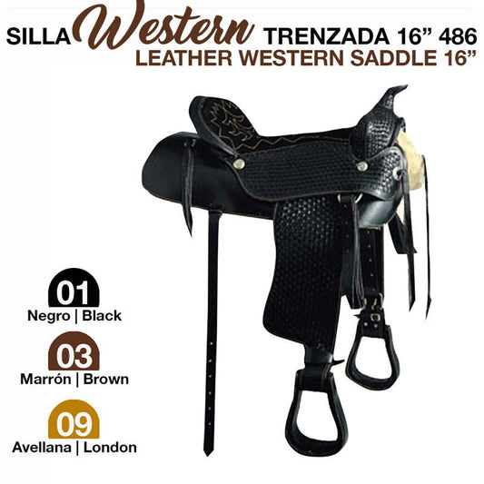 SILLA WESTERN TRENZADA  DE CUERO MARCA ZALDI