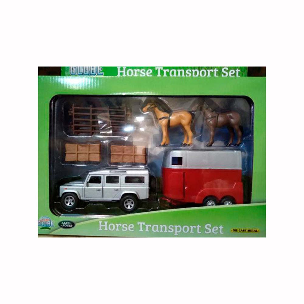 JUGUETE: COCHE LAND ROVER CON VAN & CABALLOS & CER