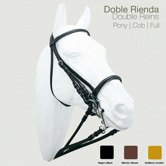 Cabezada de montar con doble rienda.