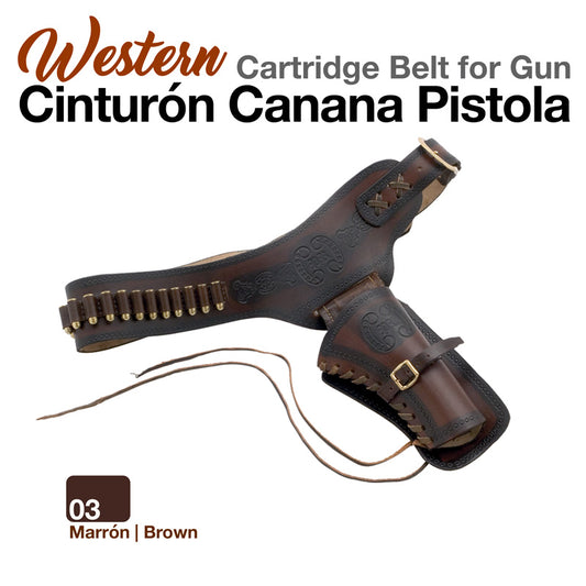 CINTURÓN CANANA PISTOLA WESTERN MARRÓN