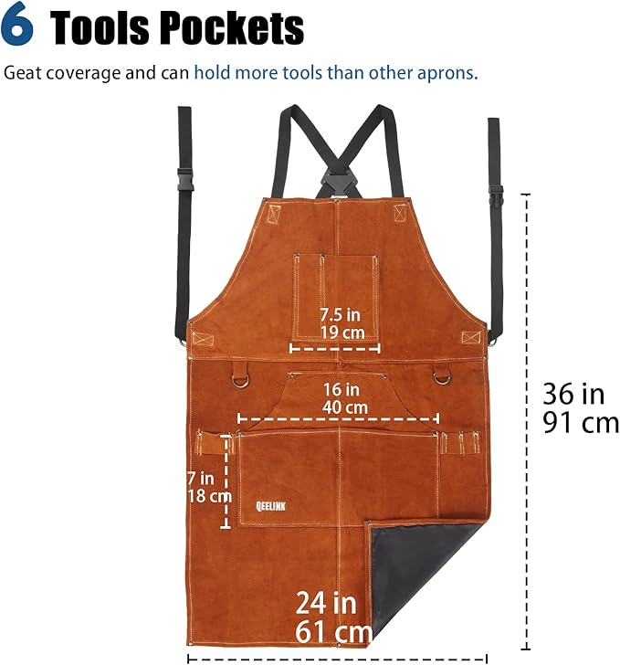 Delantal de trabajo de soldadura de cuero