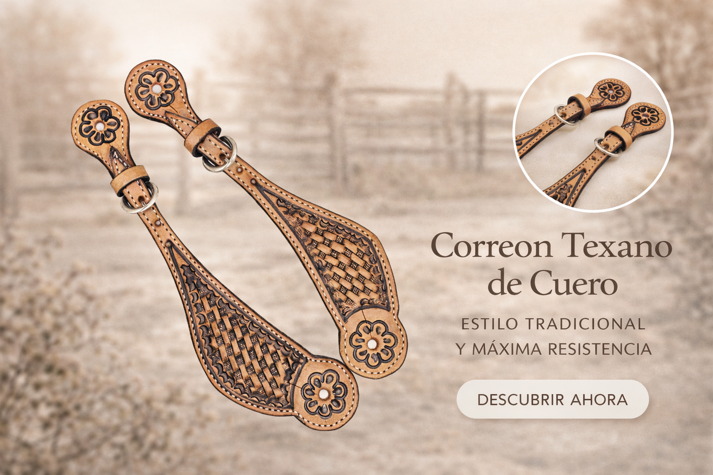Correon Texano de Cuero – Estilo Tradicional y Máxima Resistencia