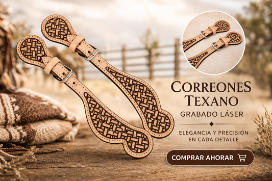 Correones Texano Grabado Láser – Elegancia y Precisión en Cuero