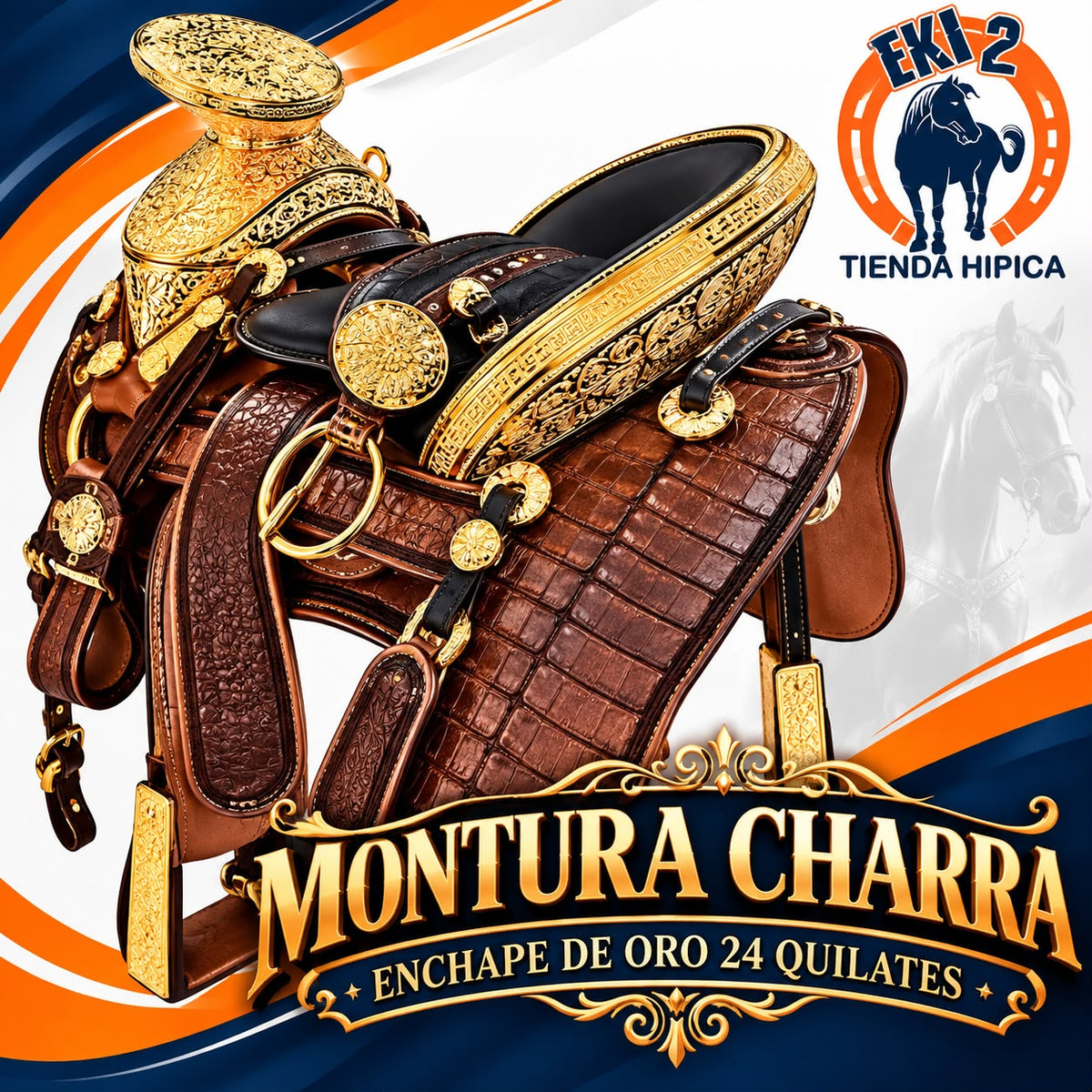 MONTURAS CHARRAS ENCHAPE DE ORO 24 QUILATES