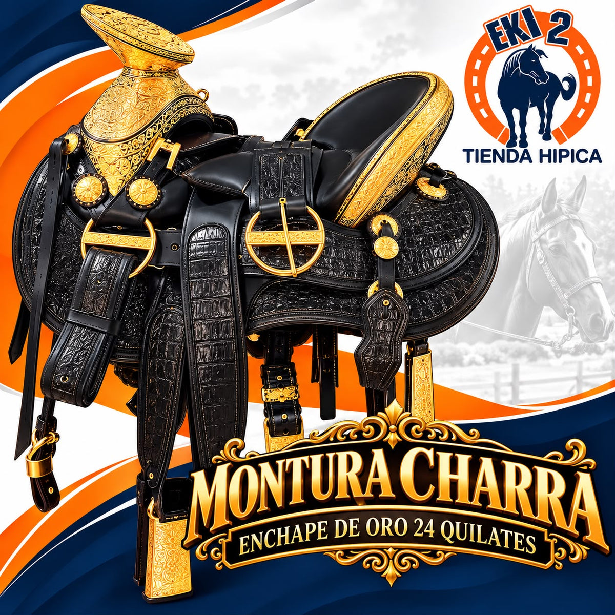 MONTURAS CHARRAS ENCHAPE DE ORO 24 QUILATES