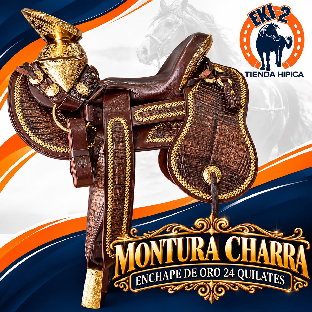 MONTURAS CHARRAS ENCHAPE DE ORO 24 QUILATES