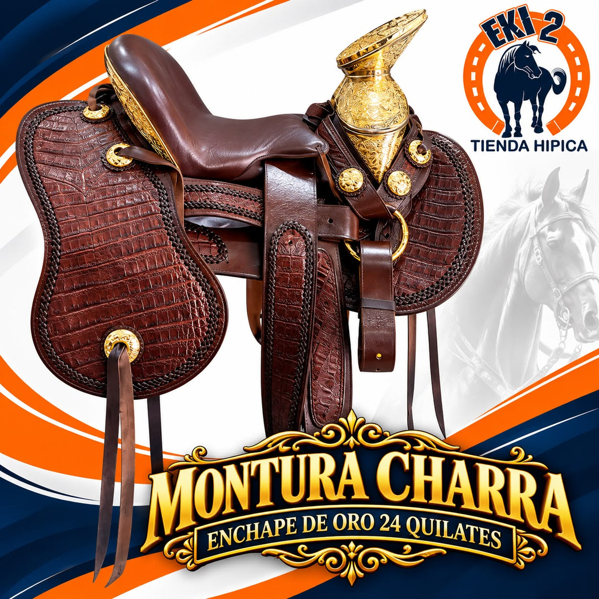 MONTURAS CHARRAS ENCHAPE DE ORO 24 QUILATES