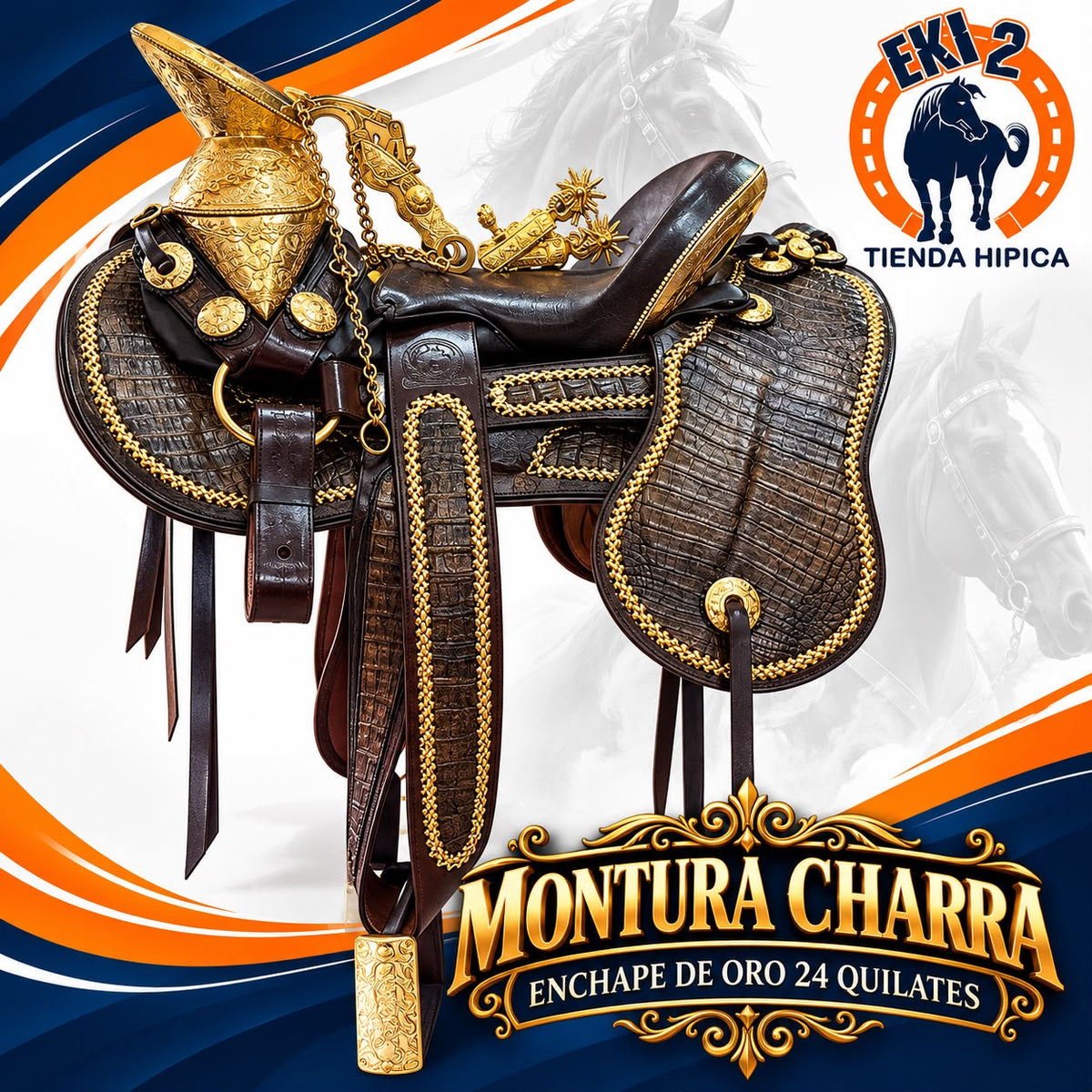 MONTURAS CHARRAS ENCHAPE DE ORO 24 QUILATES