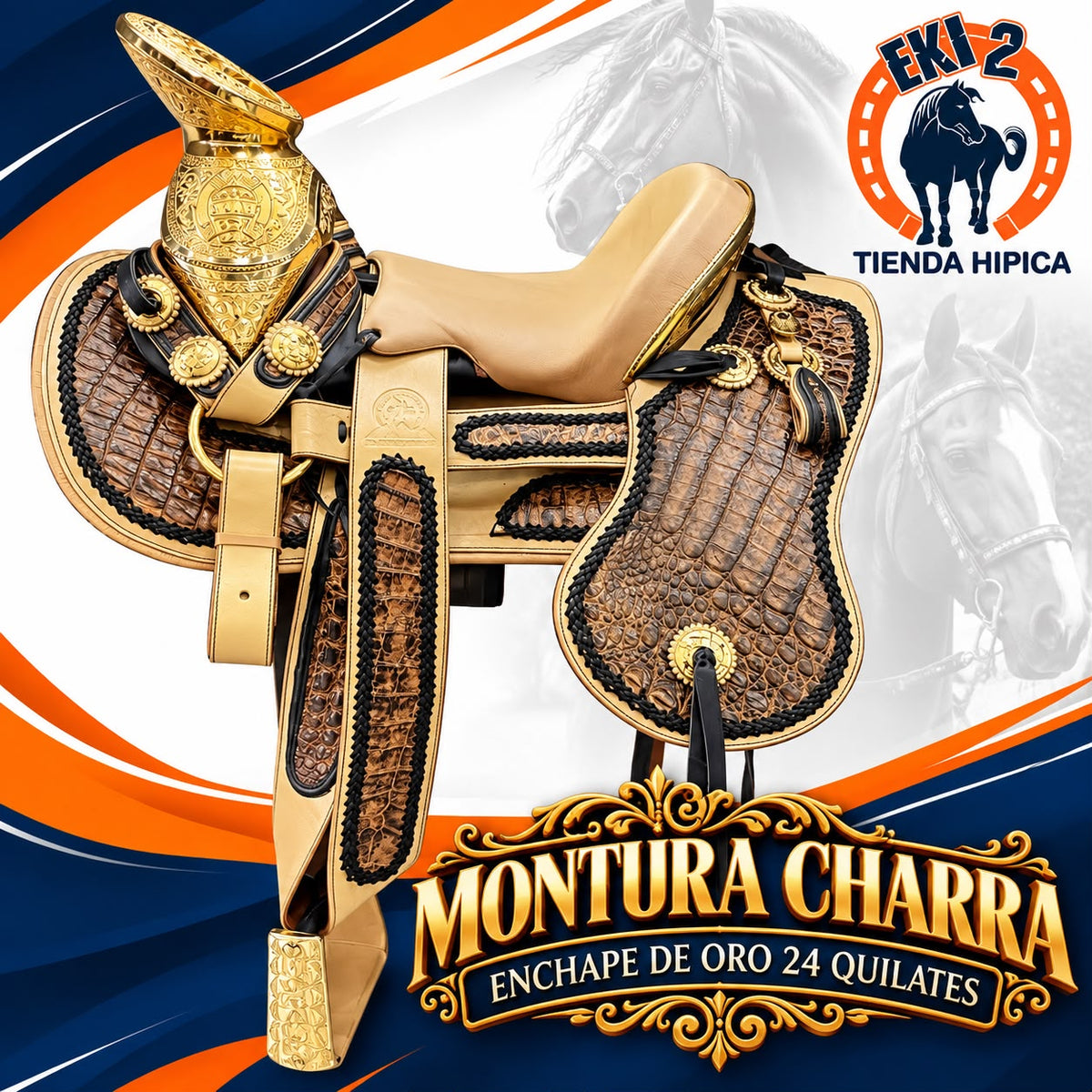 MONTURAS CHARRAS ENCHAPE DE ORO 24 QUILATES