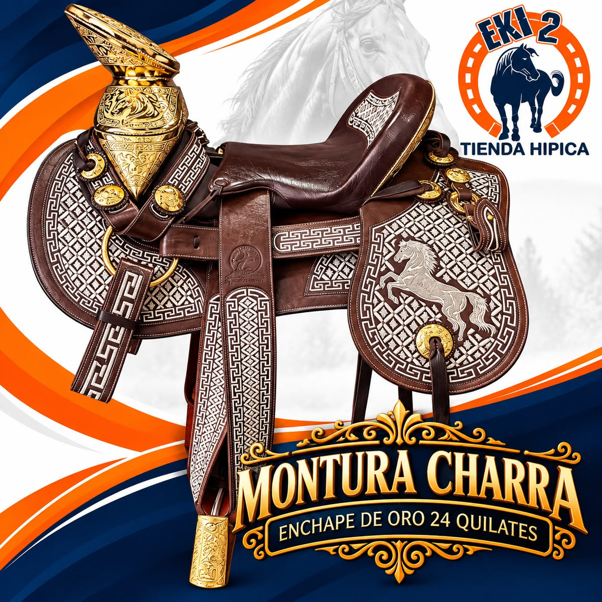 MONTURAS CHARRAS ENCHAPE DE ORO 24 QUILATES