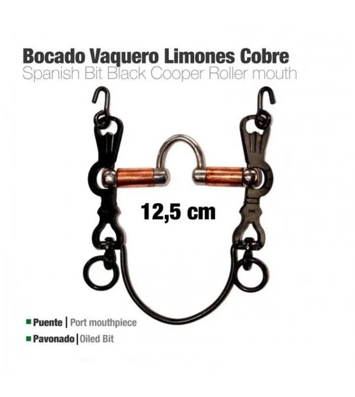 BOCADO VAQUERO LIMONES COBRE 5C PAVONADO 12.5CM