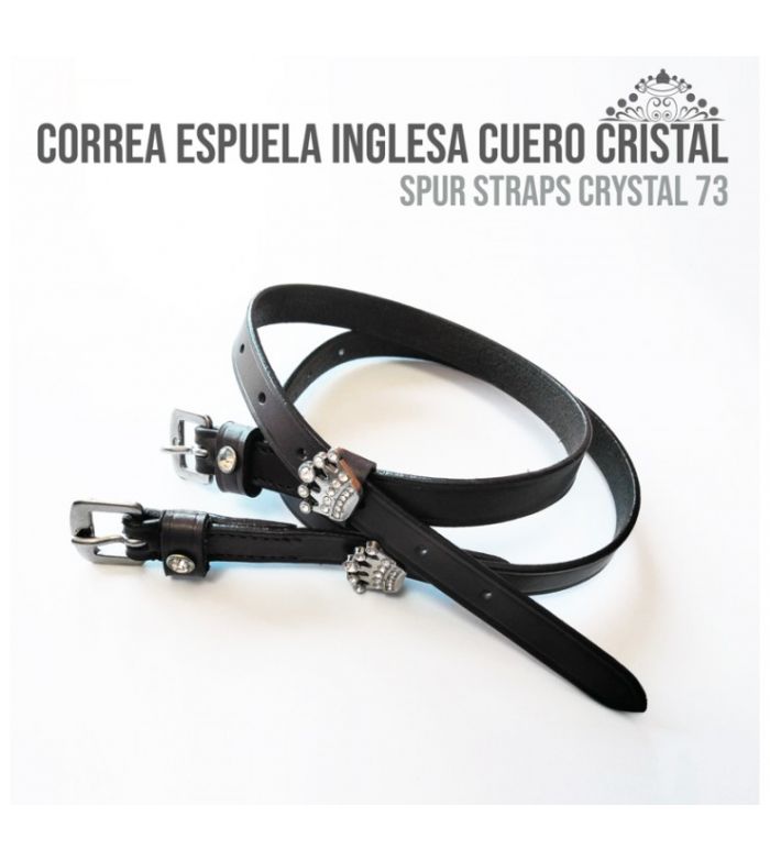 CORREA ESPUELA INGLESA CUERO CRISTAL NEGRA