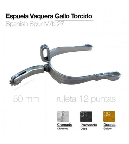 ESP. VAQ. CROMADA GALLO TORCIDO C/RULETA