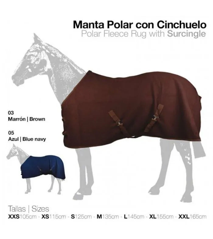 MANTA DE CABALLOS POLAR CON CINCHUELOS