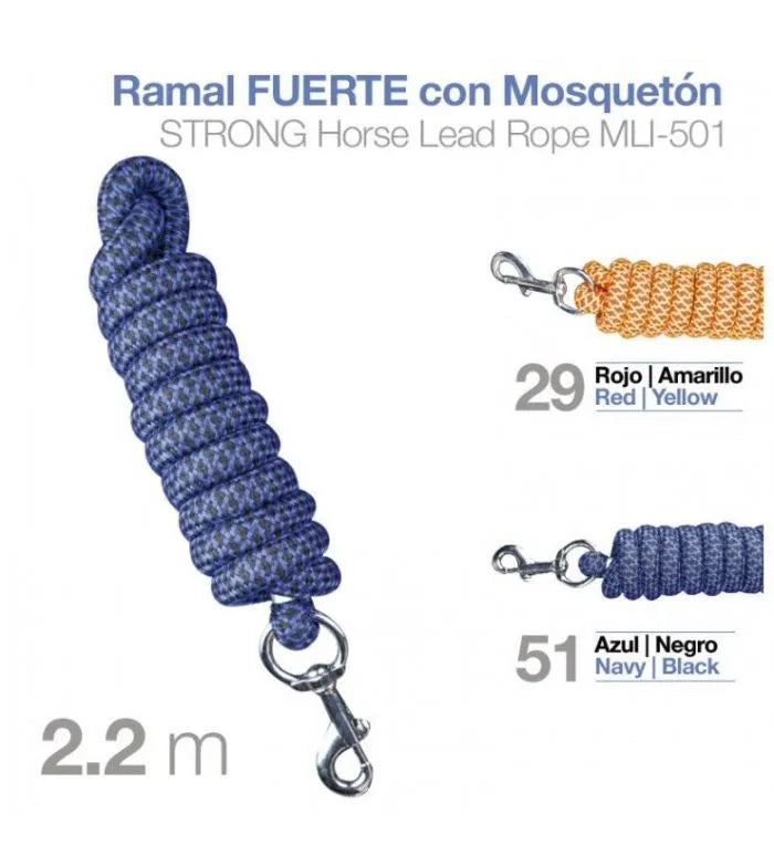 RAMAL FUERTE CON MOSQUETÓN MLI-501 2.20 M (CABESTRO)