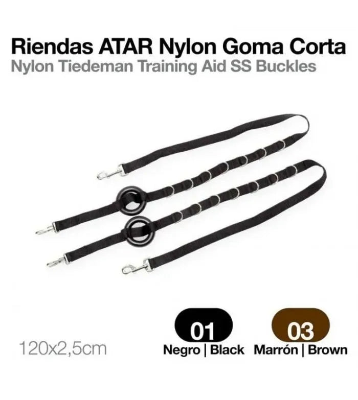 RIENDAS ATAR NYLON GOMA CORTA