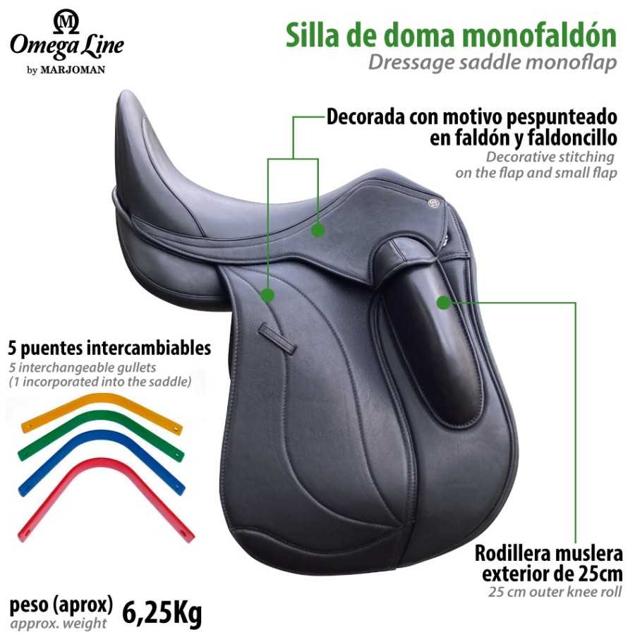 rito  Silla de doma Omega Line monofaldón muslera con puentes intercambiables